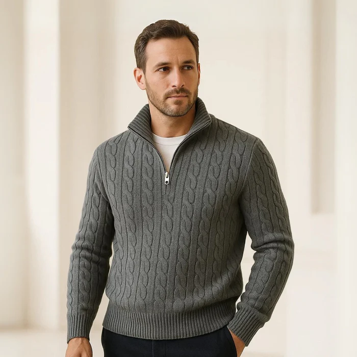 Fontaine Men's High-Neck Half-Zip Sweater