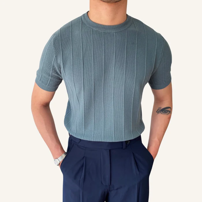 Belgrano Men’s Textured Knit T-Shirt – Old Money