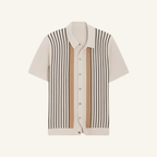 Montelle Striped Knit Polo Shirt