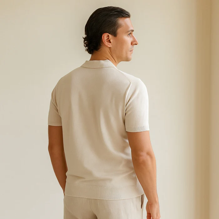 Montelle Striped Knit Polo Shirt