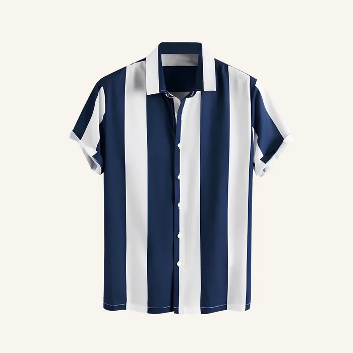 Blue and white striped men's shirt
