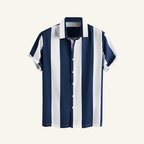Blue and white striped men's shirt