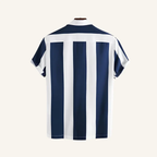 Blue and white striped men's shirt
