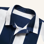 Blue and white striped men's shirt