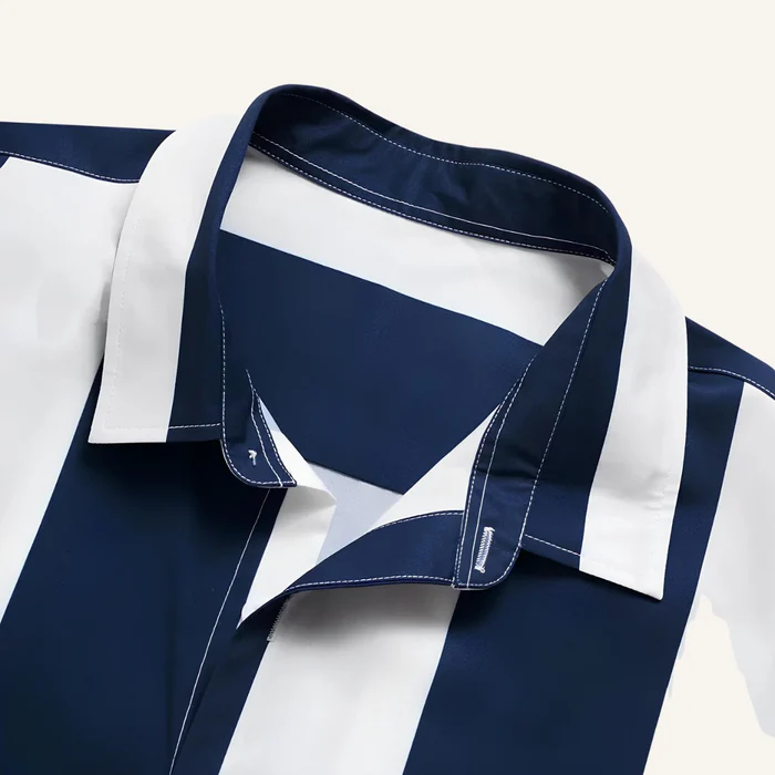 Blue and white striped men's shirt