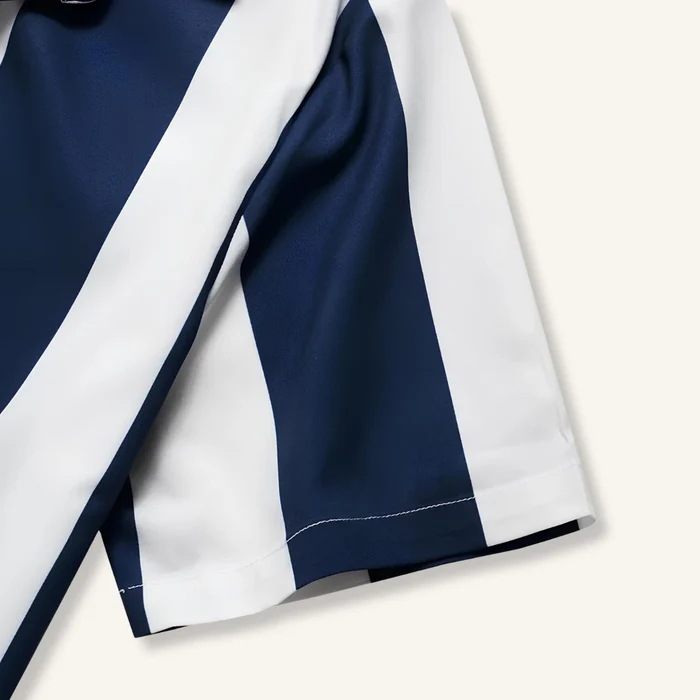 Blue and white striped men's shirt