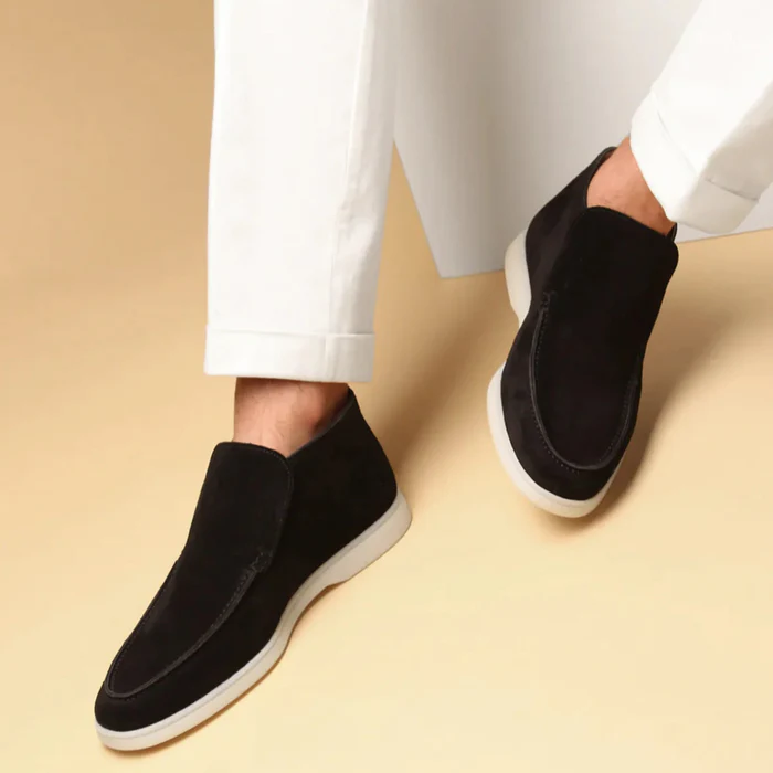 Tuccili Men’s High-Top Suede Loafer Moccasins